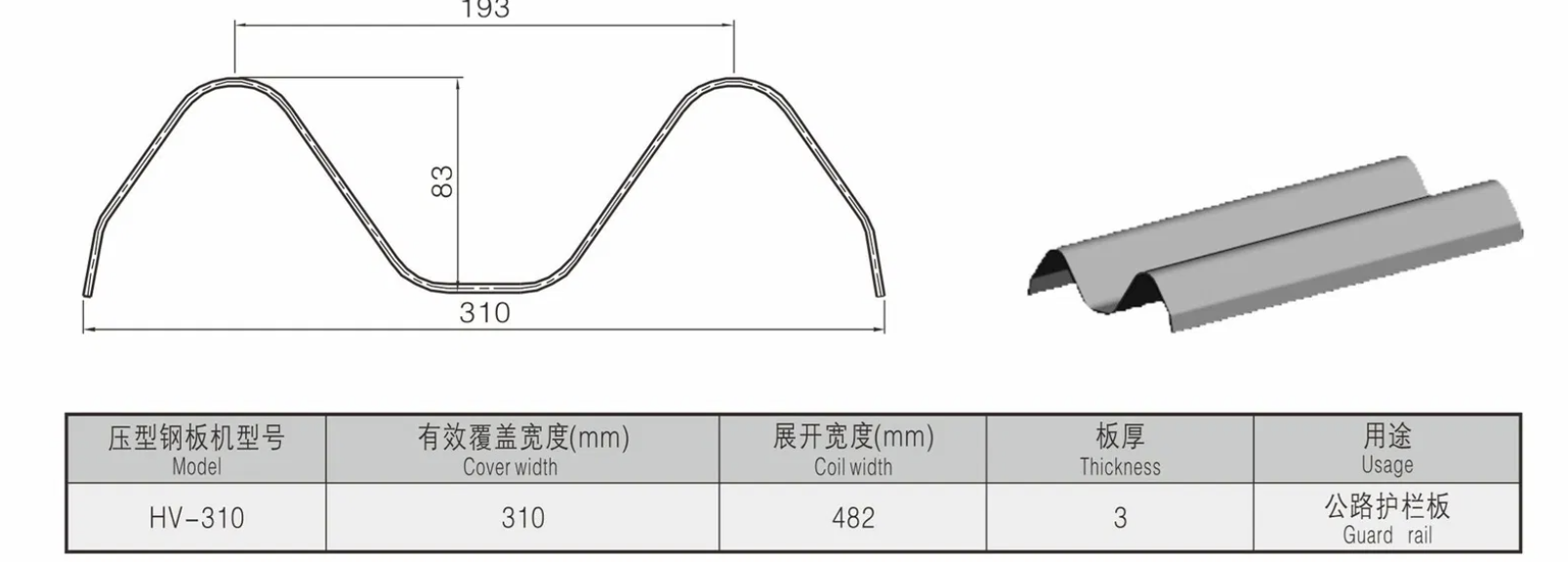 W-beam Highway Guardrail Roll Forming Machine
